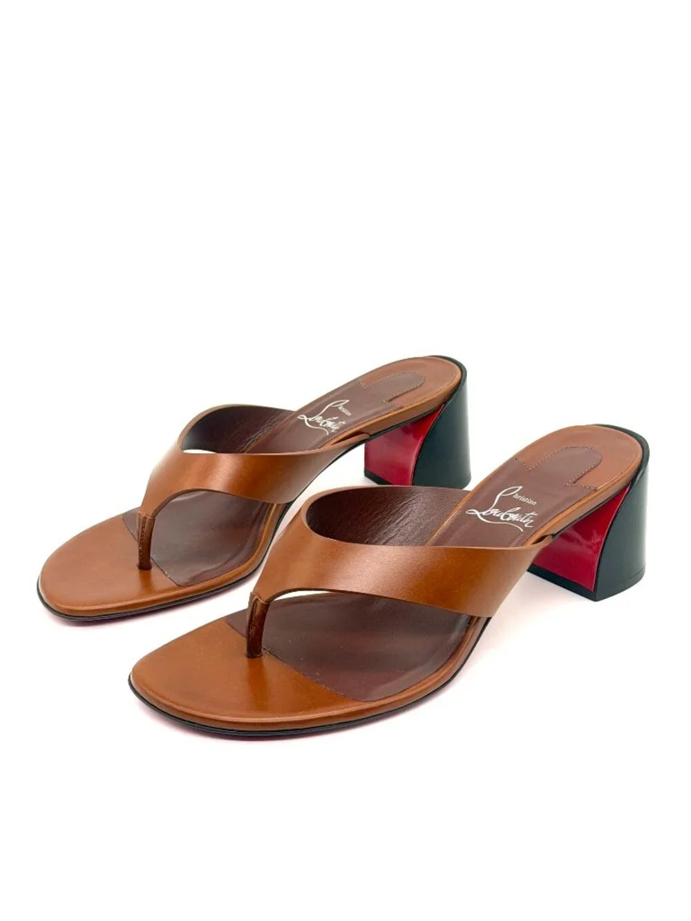 Christian Louboutin JANETONGA 55 Leather Thong Mule Sandals Heels Shoes - Picture 8 of 16